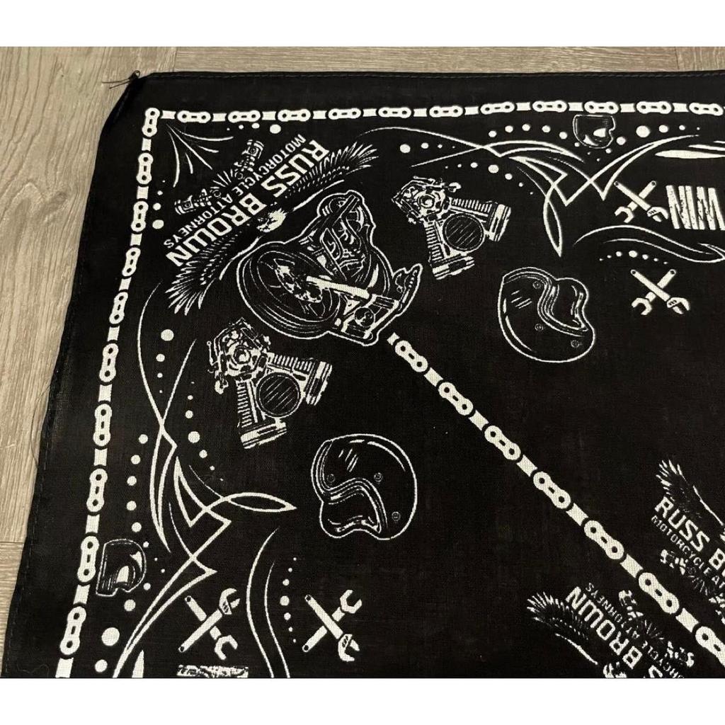 Used Vintage Ras Brown Bandana Tattoo Studio Yamada Ren Scarf Harley Motorcycle
