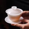 Ice Jade Gaiwan: Large Luxury White Porcelain Tea Bowl & Cup