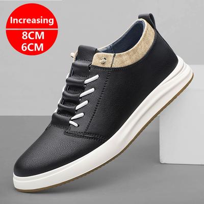 2025 Genuine Leather Height Increasing Elevator Shoes Men Height Increase Shoes 6cm 8cm Sneakers Sport Skateboard Casual Shoes
