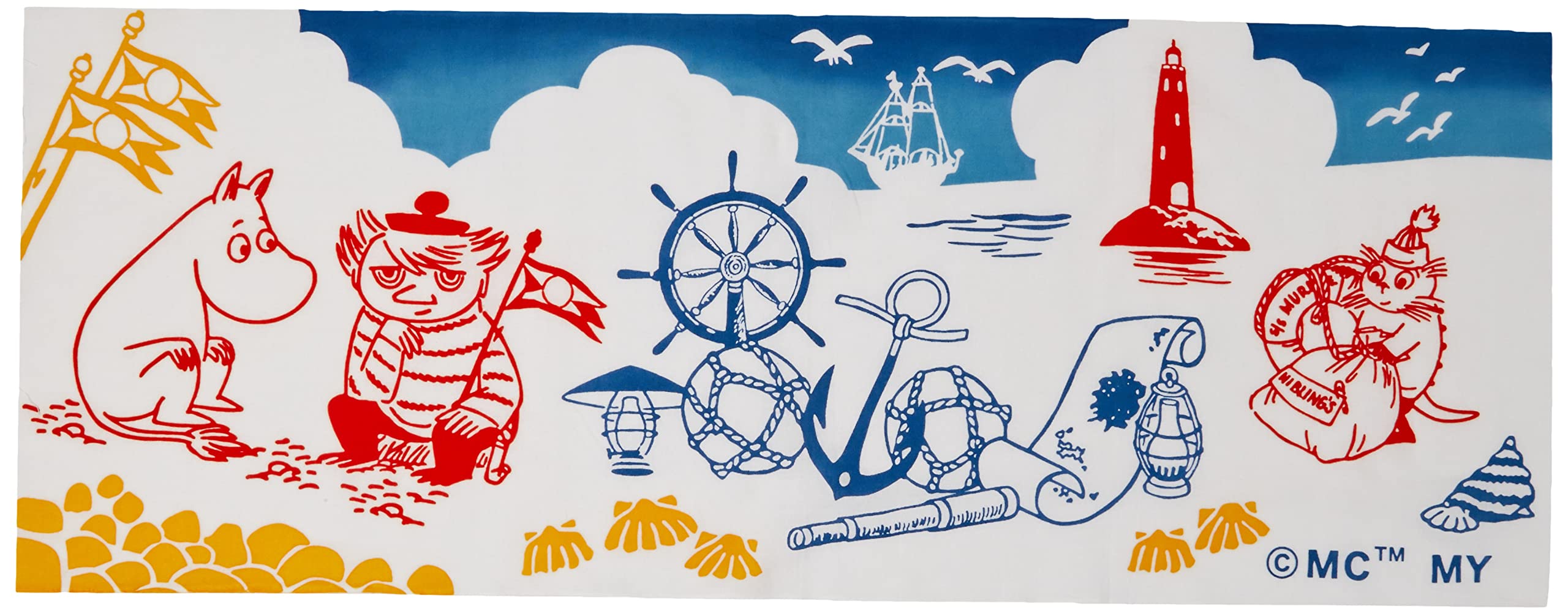 

Полотенце Miyamoto Moomin Tenugui Ручное полотенце Moomin Marine Окрашено методом чу-染め &