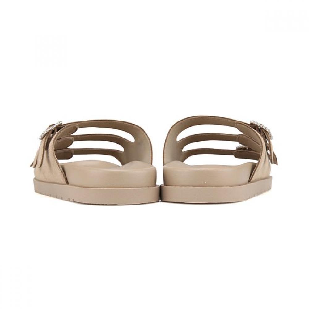 Barbara Cowhide Jewelry Buckle Daily Mule Slide 2.5cm 2 Colors Bbj332