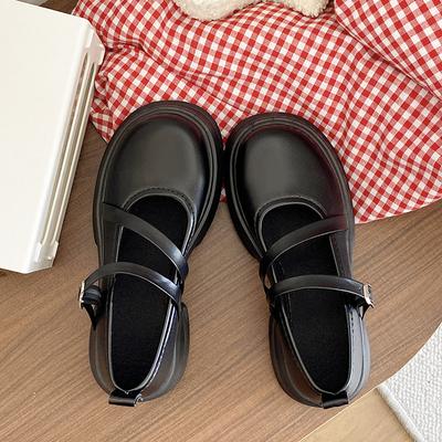 Round Head Retro British Style Small Leather Shoes 22 New Summer Platform Thick Heel French Trendy Mary Jane Single Shoes