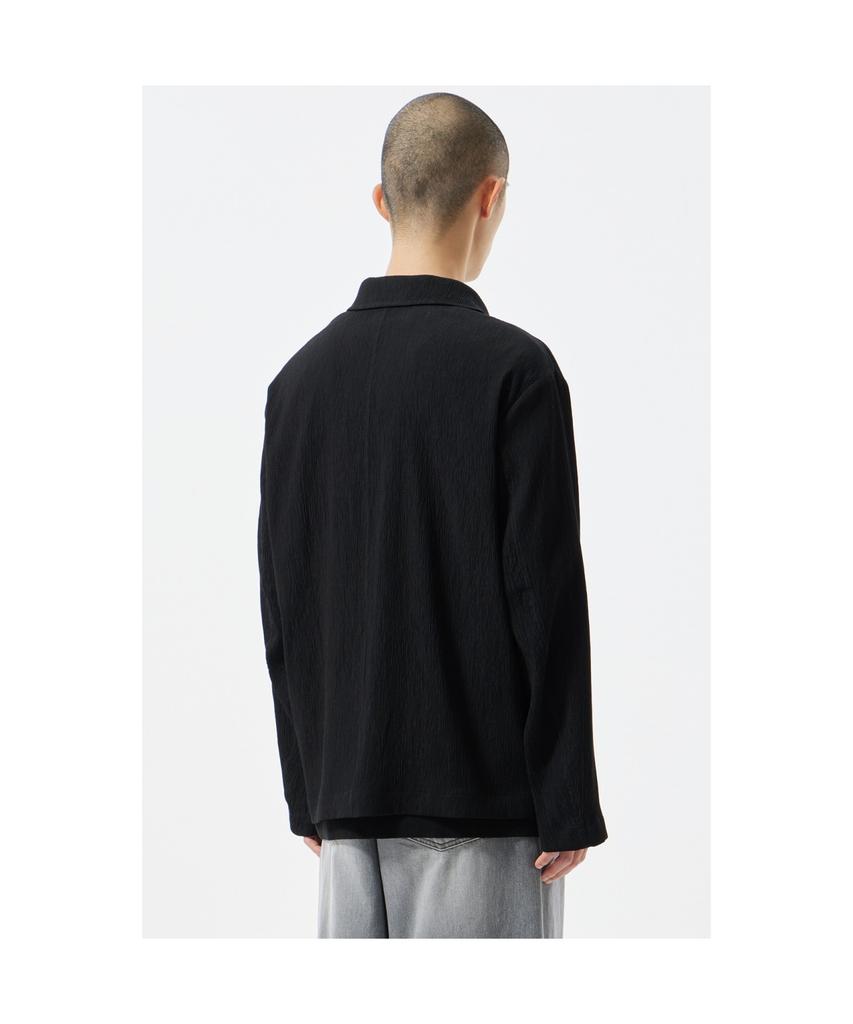 Customellow Black Pleats Work Jacket Cwjam25433Bkx