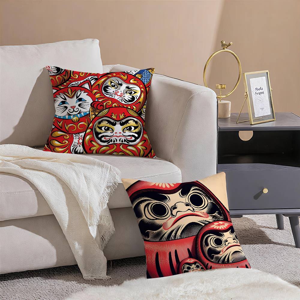 Cute Cartoon D-Daruma Doll-MT Role Pillow Case Printing Pillowcase Living Room Sofa Cushion Cover Bedroom Room Decor