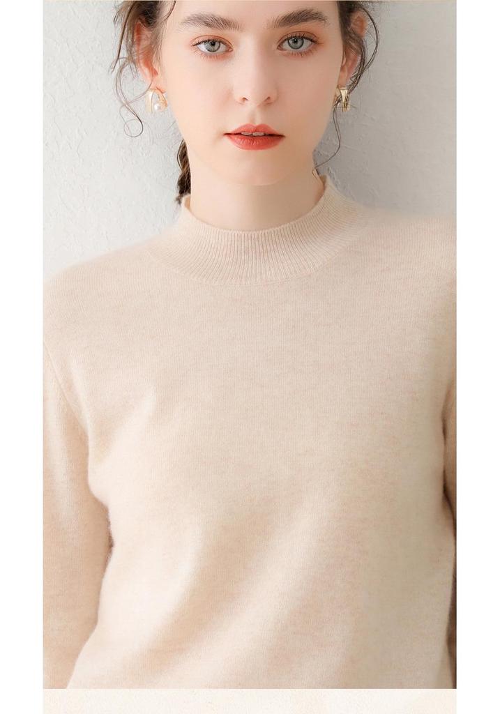 Lekasha Women's Cashmere Half-High Collar Warm Layer Top