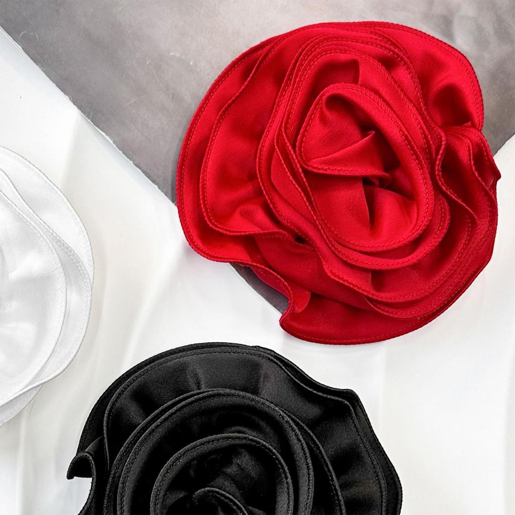 Handmade Flower Appliques Silk Flower Brooch Craft Dance Costume Decors Large 3D Flower Patches Clothing Sewing Ornament