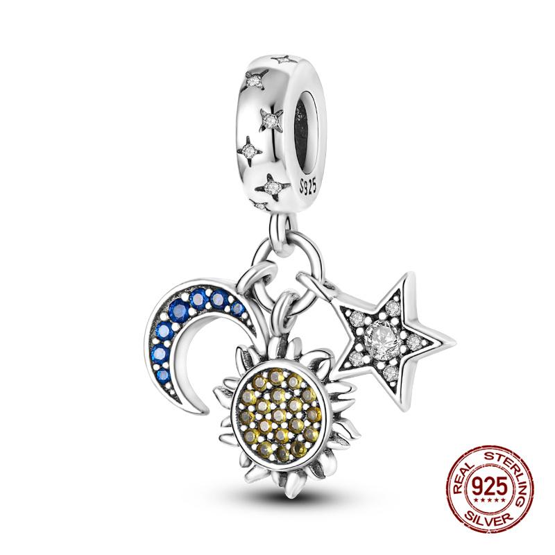 Charmscopper Splittable Sun & Moon Dangle Charms Beads Fits 3Mm Original Bracelet Necklace Womens Diy Fine Jewelry Gift