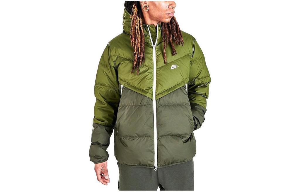 Men's Nike Jackets Men's Green Hooded Thickened Other