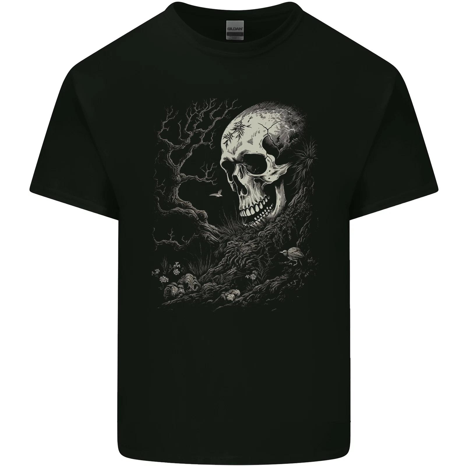 At One With Nature Skull Kids T-Shirt Childrens S