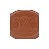 Celine Cuir Triomphe Triumphal Arch Logo Embossed Oval Zipper Smooth Calfskin Round Disc Clutch Handbag Coin Purse Extra Small Women's Tan