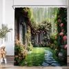 Modern Garden Landscape Shower Curtain Flower Plant Courtyard Bathroom Decoration Polyester Fabric Bathtub Shower Curtain