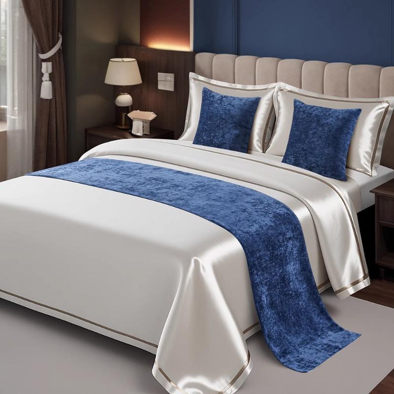 Geometric Diamond Bed Runner Pillowcase Modern Simplicity Leaf Pattern Bedend Towel Chenille Hotel Home Bedding Decorative Pad