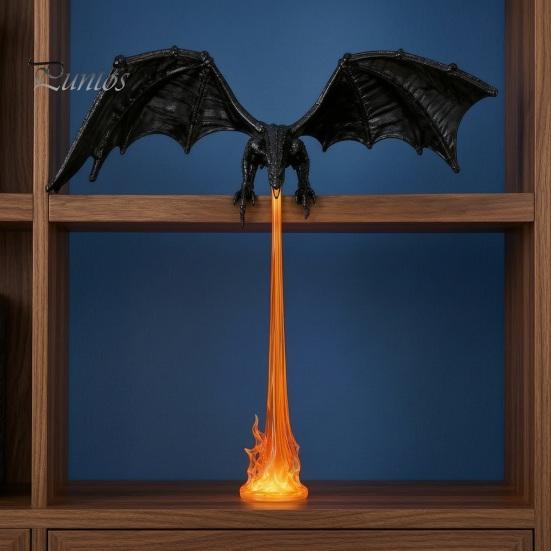 Magical Home Office Decor Fire-breathing Dragon Figurine, Durable PLA Flying Book Stopper, Bookshelf 3D Print Fantasy Ornament for Library Unique