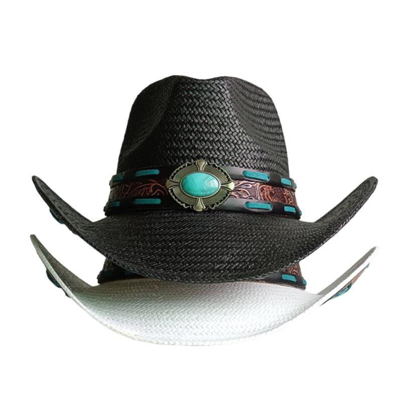 My Extreme Outdoor Activities Women's Black 2026 Summer Cowboy Hat Sun Shade Hat Summer Thickened Sun Shade Hat Cowboy Straw Hat Men's And Beach 56-58Cm