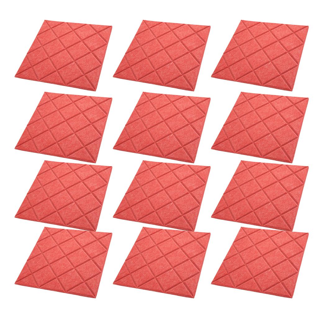 12Pcs Acoustic Panels Self Adhesive Red Sound Absorbing Dampening Panel for Office