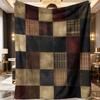 Vintage Patchwork Karierte Fleecedecke Retro Tartan Karomuster Flanell Überwurfdecken Weiche Warme Bettwäsche für Sofa Bett Heimdeko