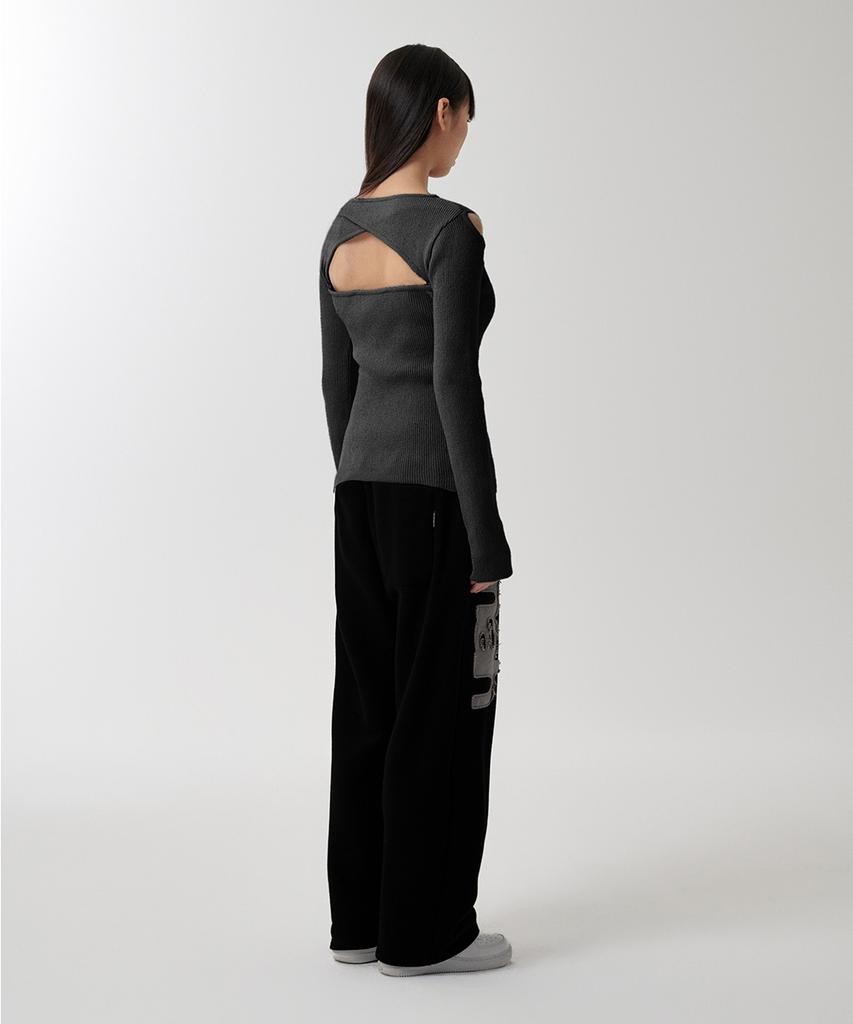 MAHAGRID Cut Off Ls Knit Charcoal(Mg2Fmfk614A)