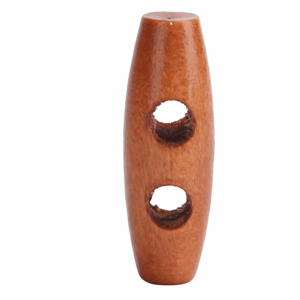 50pcs Reusable Wooden Toggle Buttons 2 Holes Design Wooden Sewing Buttons  For DIY Crafts