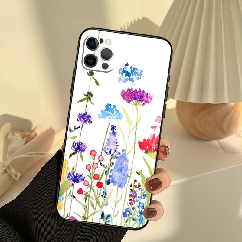 Lavender Purple Flowers Case For iPhone 11 12 13 14 15 16 Pro Max Cover For iPhone 13 12 Mini XR X XS Max Plus