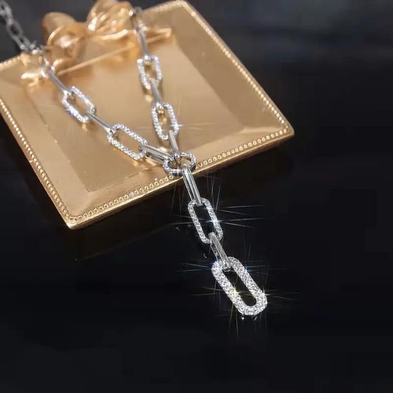 Exquisite Zircon Geometric Chain Light Luxury Sweater Necklace