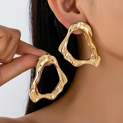 2PCS Exaggerated Geometric Alloy Earrings Women's Simple Fashion Statement Ear Jewelry Luxury Minimalist Dangle Studs for All Ages