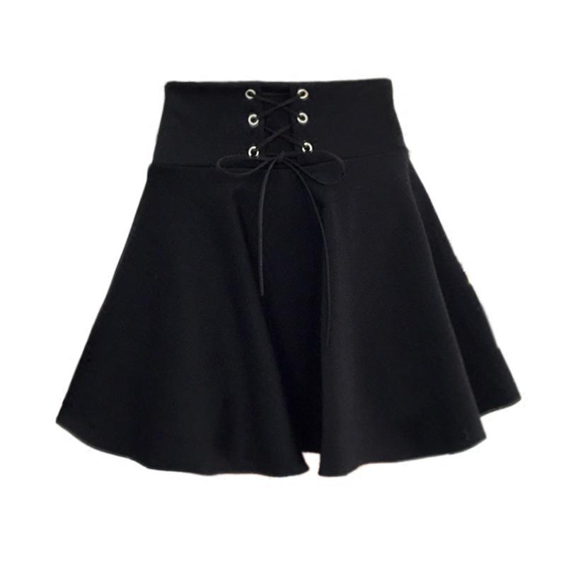Women's High-Waisted Pleated A-Line Skirt – College Style Black Short Skirt for Spring & Autumn