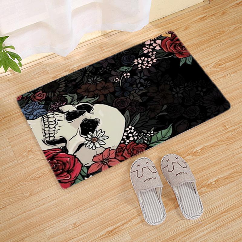 Halloween Tarot Skull Floral Gothic Deer Print Carpet Mat Non-Slip Rug Home Decoration Indoor Door Bathroom Kitchen Floor Mats