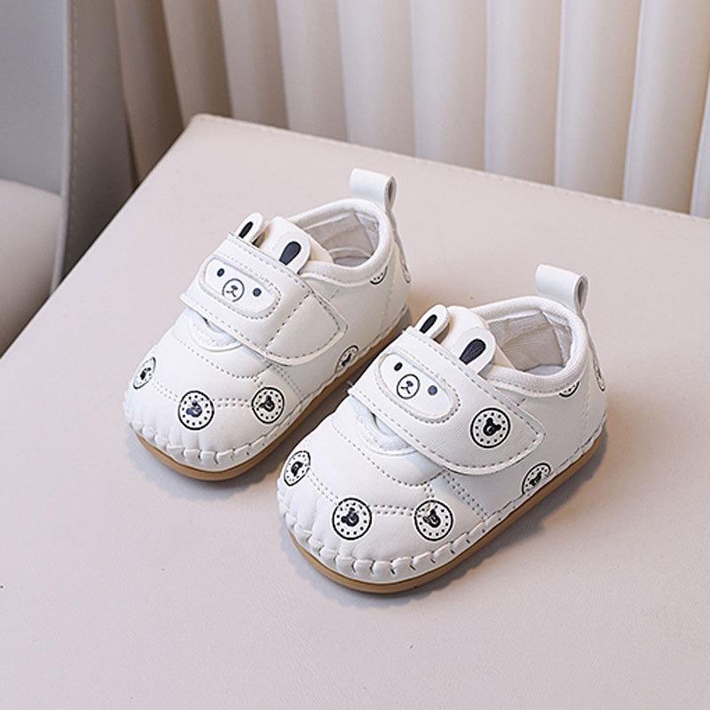 Детская обувь 6-12 месяцев Мультяшная Мягкая подошва Первые шаги для 0-18 месяцев Унисекс Детская обувь Милая Удобная обувь 14 белый