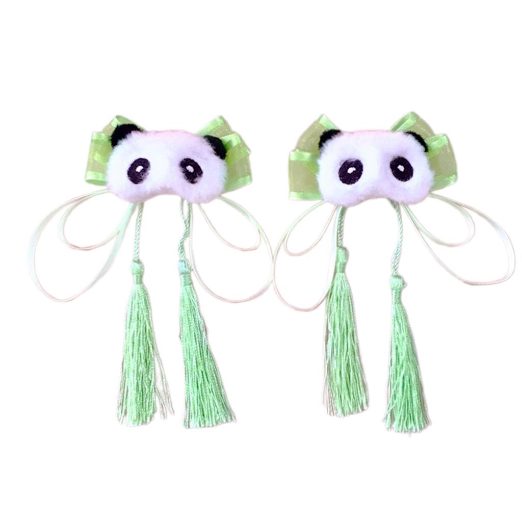 Y2K Panda Hair Clip for Girl LolitaStyle Bowknot Tassels Hairpin Hanfu Costume Barrettes Anime Subculture Hair Accessory