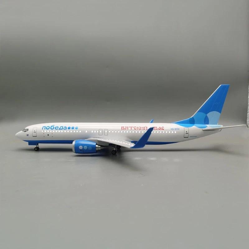 47cm 1:85 Scale Model Russian Victory Airlines Boeing 737 Airplane Airways Diecast Resin Aircraft Office Decor Display Gift