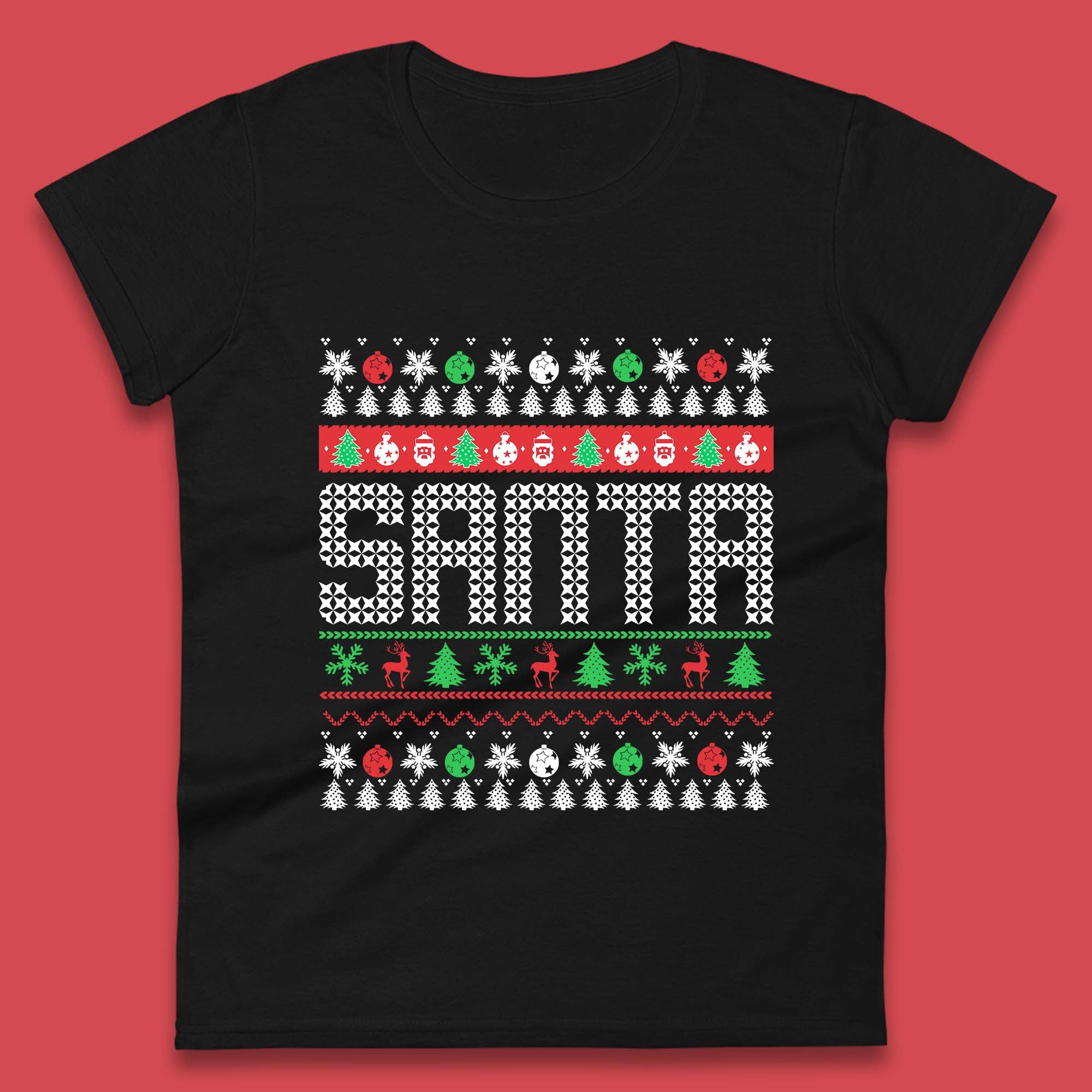 Christmas Womens T Shirt Mens Tops Tees Unisex Christmas Santa Claus Top L