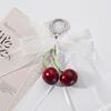 Phone Charms Ribbon Bow Keychain Mesh Leopard Pattern Cherry Pendant Bowknot Heart Keychains Pearl Bow Pendant Women Girls