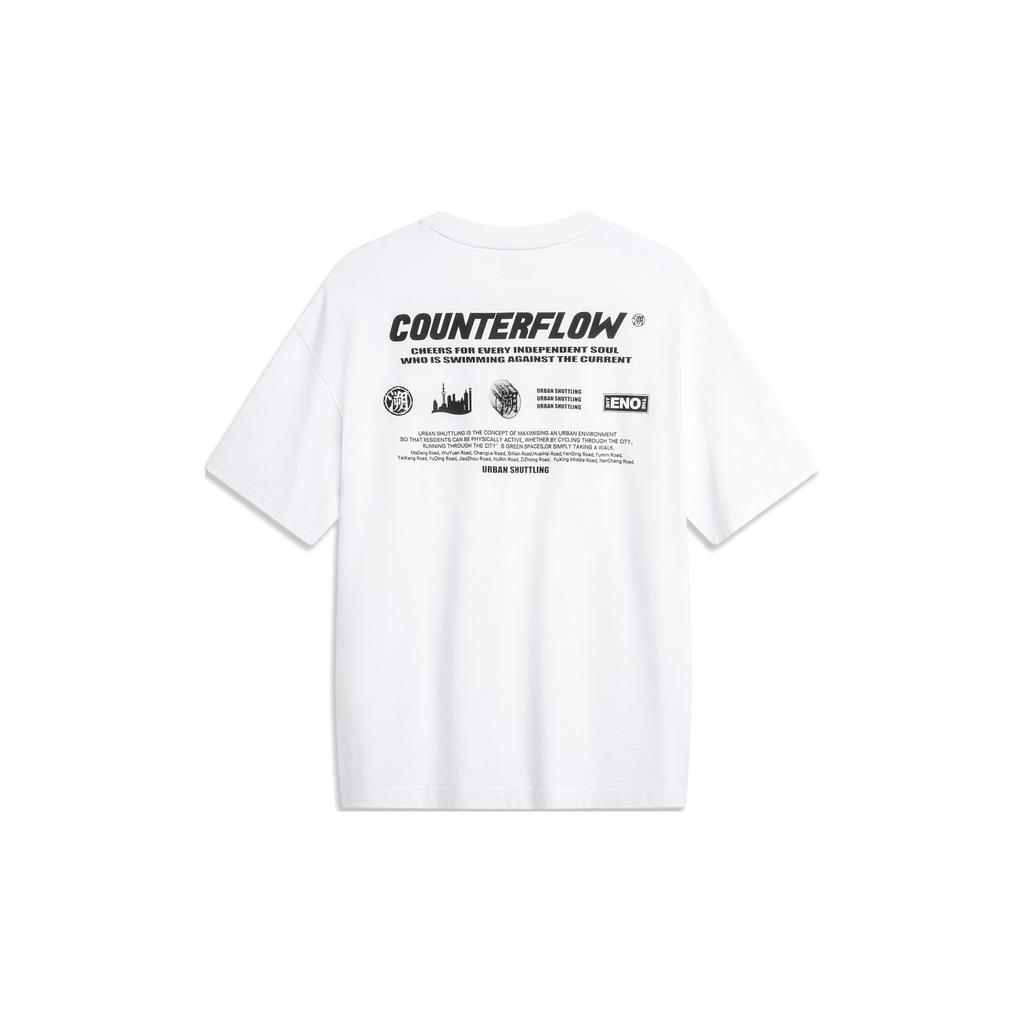 Li Ning CF Letter Print Sweat-Absorbing Cool-Dry Antibacterial Short Sleeve T-Shirt Men T-Shirts Standard-White ATSU601-2