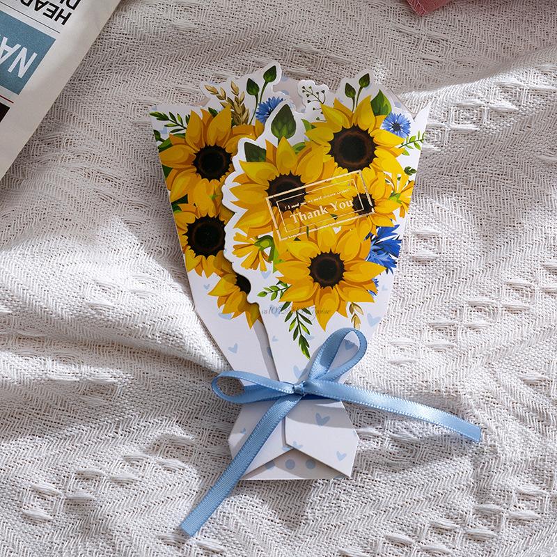 

10/5/1pcs 3D Bouquet Greeting Card Bow Foil Valentine s Day Christmas Blessing Thank You Gift Message Thanksgiving Greeting Card 1 pcs