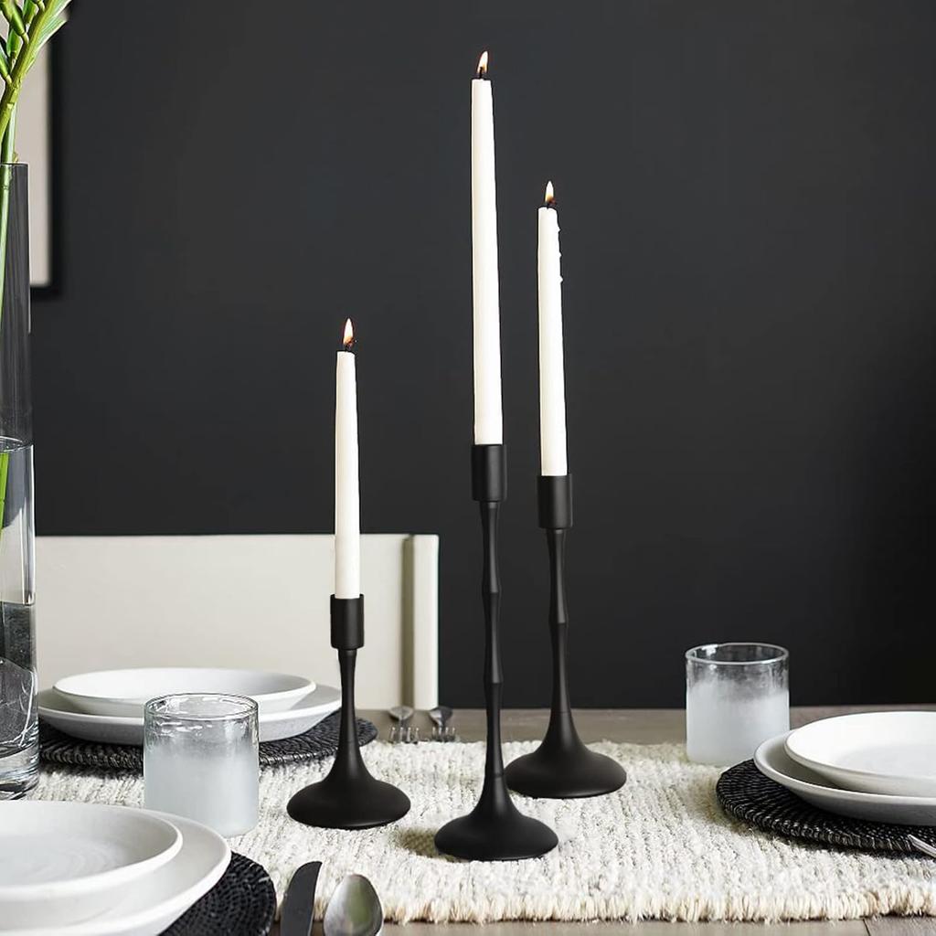 Matte Black Taper Candle Holder Set of 3 Black Candlestick Holders Modern Farmhouse Candle Stick Candle Holder for Candlesticks for Wedding Christmas