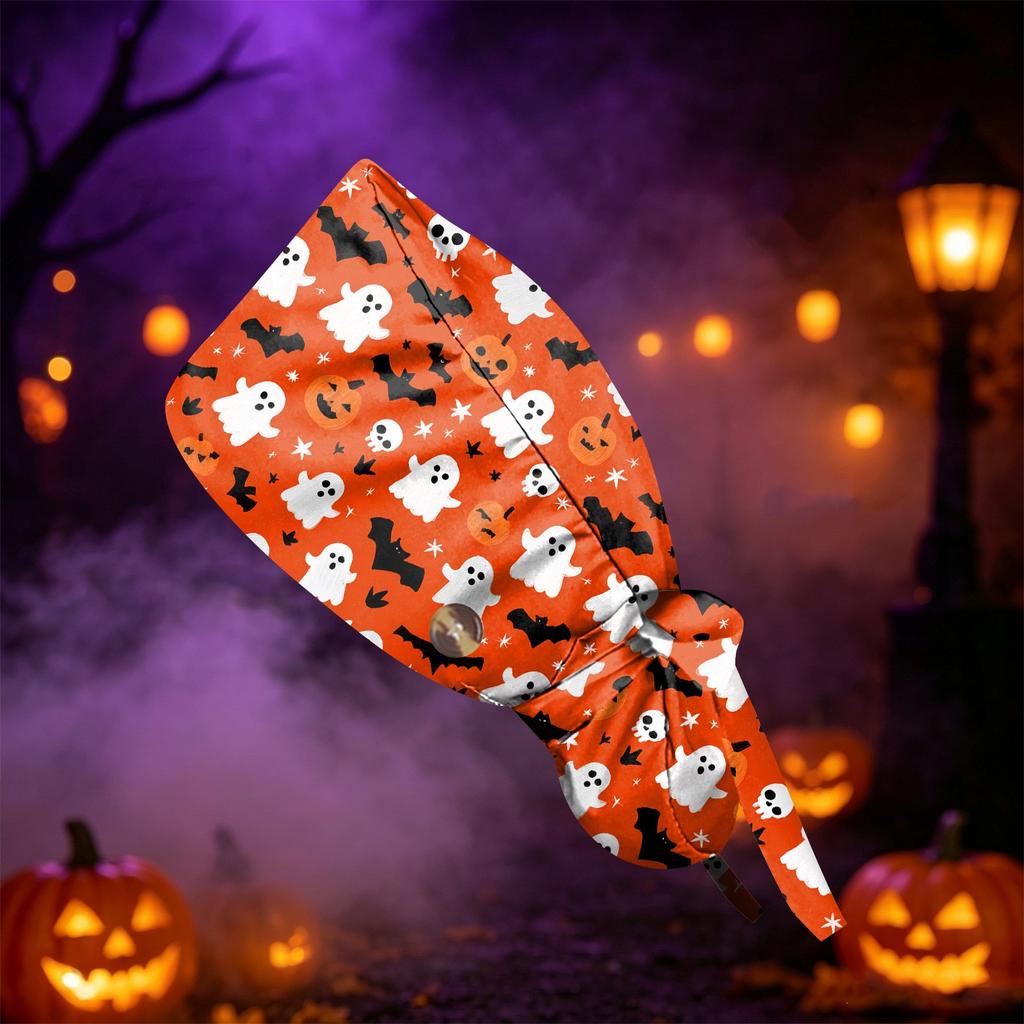 Women's Casual Halloween Printed Work for Ponytail, Shower and Hair Wrap