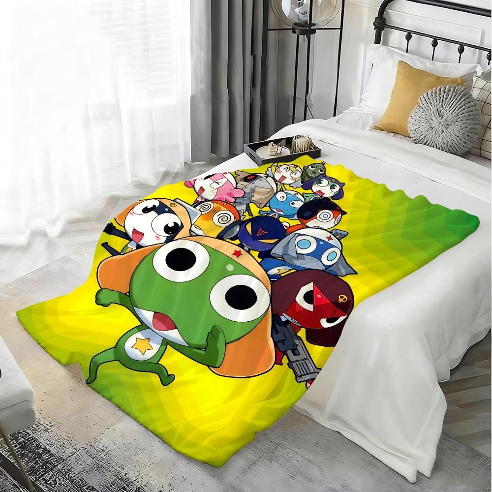 Cartoon K-Keroro Gunsou Throw Lightweight 240g Flannel Blanket Soft Skin-friendly for Summer Cooling