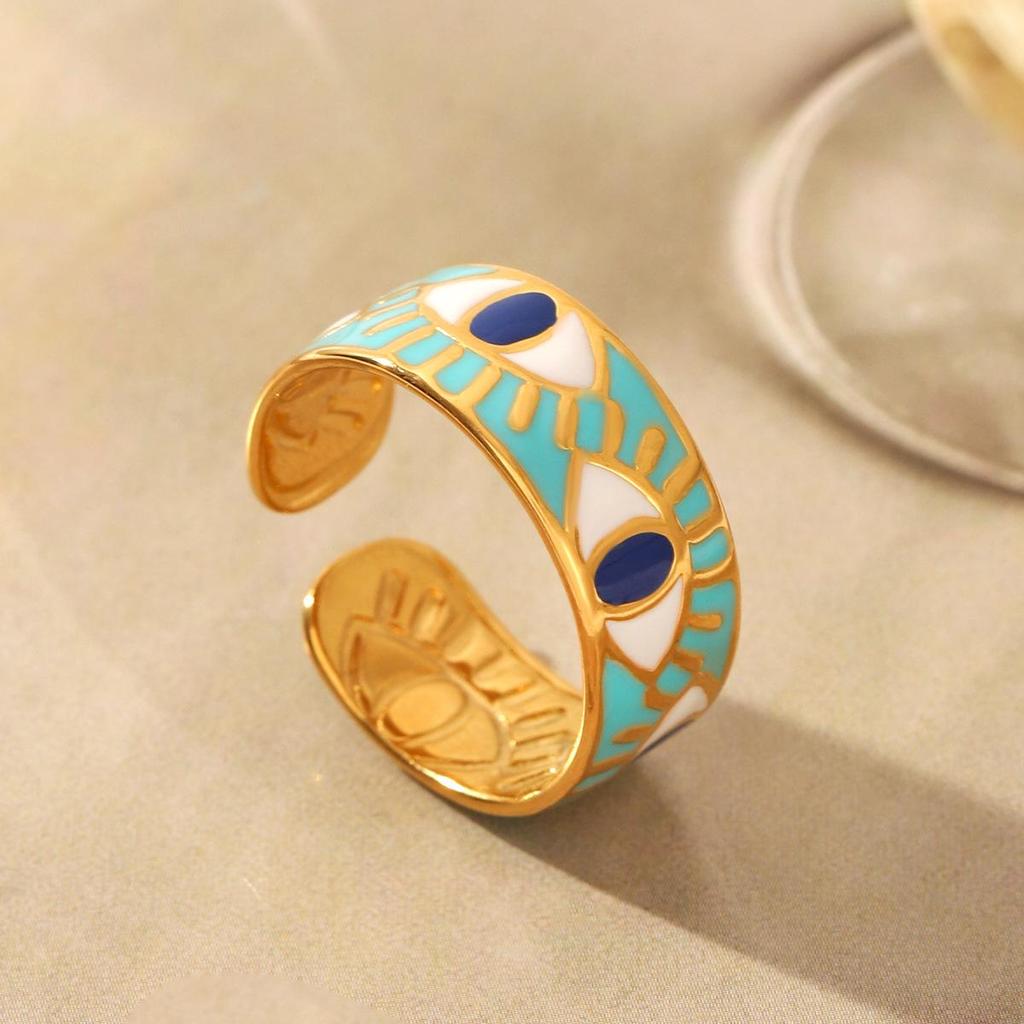 European and American Devil's Eye Open Ring - High-End, Trendy Exaggerated Jewelry for Women