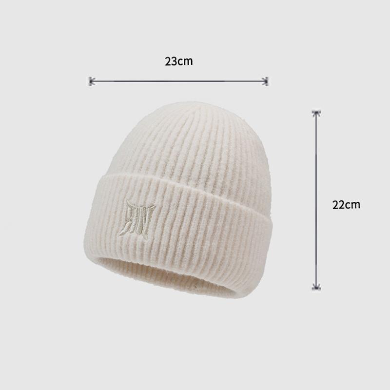 Herbst Winter Einfarbige Mütze Outdoor Wollmütze Samt Warme Gestreifte Strickmütze