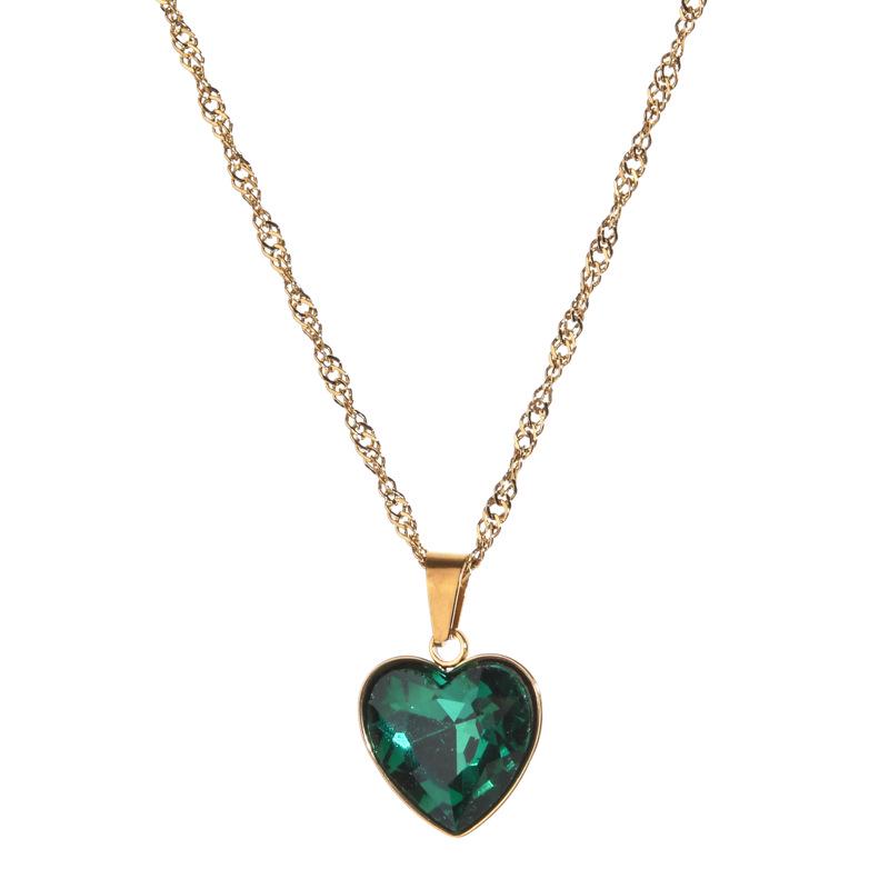 Exquisite Sparkly Heart Pendant Clavicle Chain Necklace - Stainless Steel, Street Style Sweet Cool Peach Heart Design.