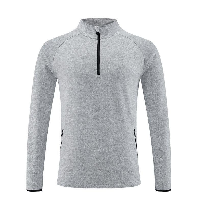 Men's European & American Long Sleeve Stand Collar Half Zip T-Shirt for Autumn/Winter Running & Fitness