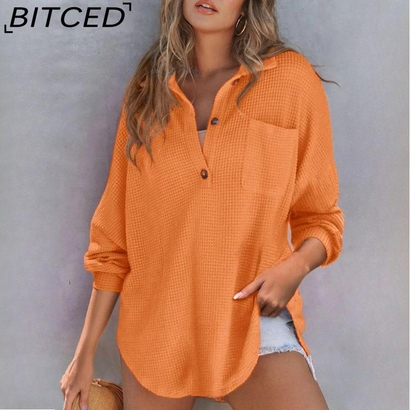 Женский осенне-зимний вязаный топ с длинным рукавом BITCED XXL оранжевый