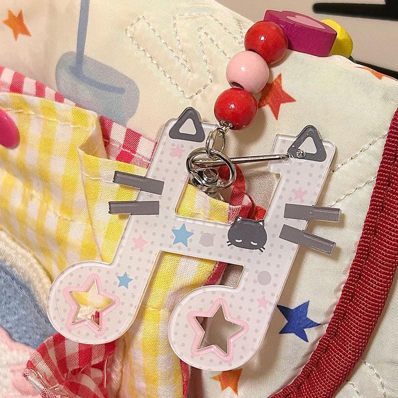 Cartoon Cute Musical Notes Carabiner Acrylic Keychain Pendant Creative Backpack Hanging Decoration Accessories Holiday Gifts
