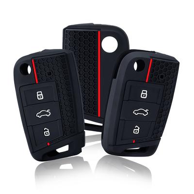 3 Düğmeli Katlanır Anahtar Silikon Kılıfı VW GOLF 7 MK7 SKODA SEAT 2014 2015 2016 Anahtar Kabuğu OCTAVIA COMBI LEON IBIZA CUPTRA Kılıfına Uyar