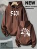 Outdoor casual hooded sweater, ski mountain scenery print men's and women's same couple long-sleeved top