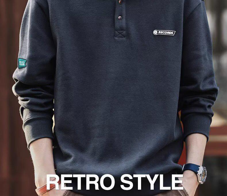 2025 Spring/Autumn Korean Style Trendy Polo Collar Hoodie: Youthful Men's Fashion, Loose Fit, Casual Long Sleeve Top
