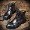 Genuine Leather Men's Boots Retro Snake Pattern Design Men's Chelsea Boots 2025 New Street Trend Shoes for Men Botas Para Hombre