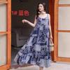 Ethnic Style Printing Suspender Long Dress Beach Dress Women's A-shaped Skirt Knee Long Skirt Big Swing Skirt Women's Wholesale