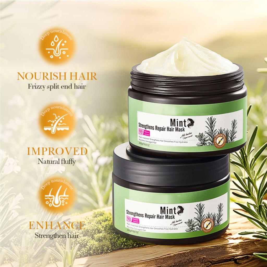 Masque Hydratant à la Menthe, Après-Shampoing Fortifiant Nourrissant