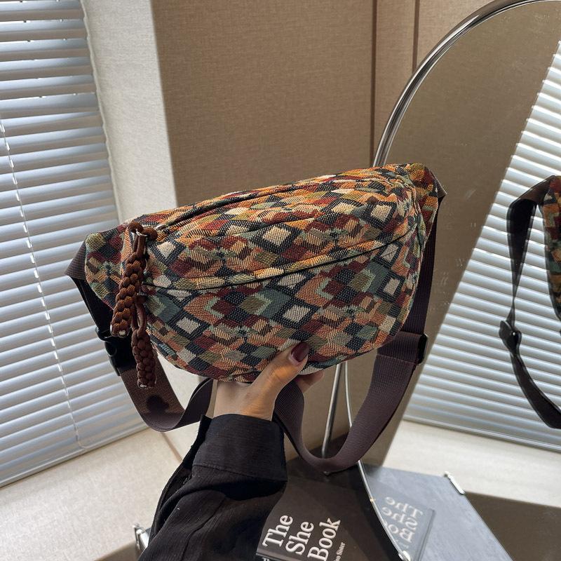 

Новая ретро нагрудная сумка повседневная женская сумка через плечо клетчатая плечевая холщовая сумка универсальная дорожная поясная сумка